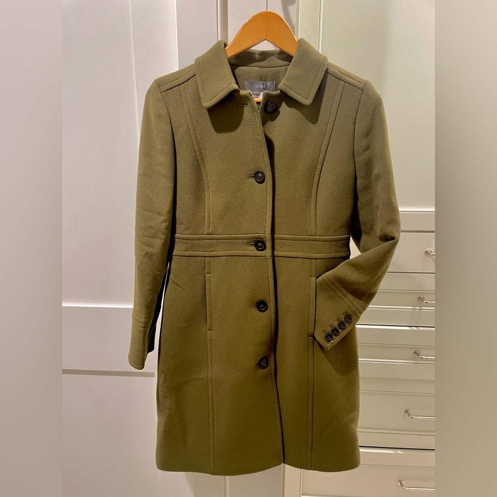 JCrew womens military pea coat in Olive size Petite 4